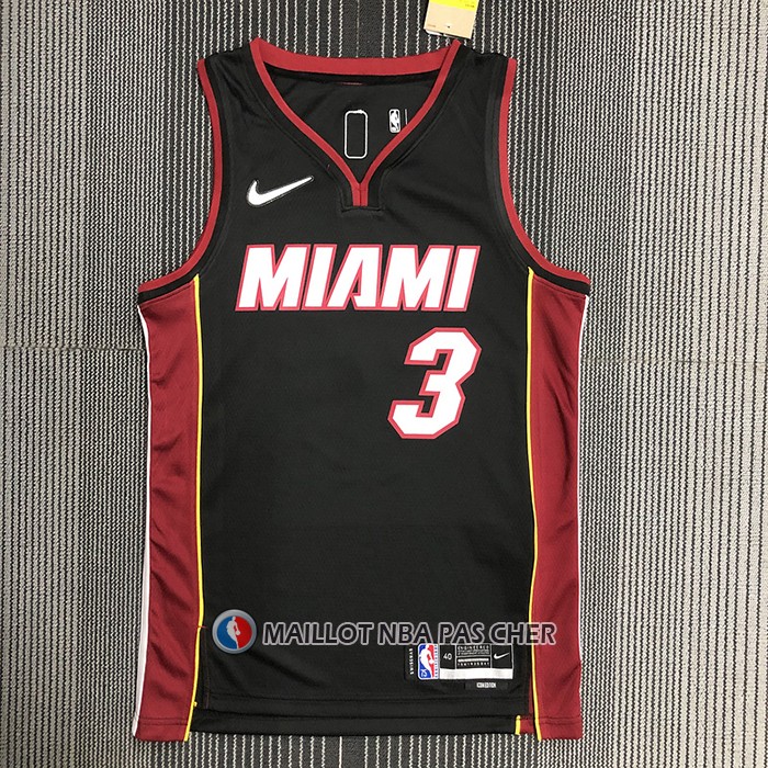 Maillot Miami Heat Victor Dwyane Wade NO 3 Icon Noir